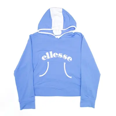 ELLESSE Cropped Sports Blue Pullover Hoodie Womens M