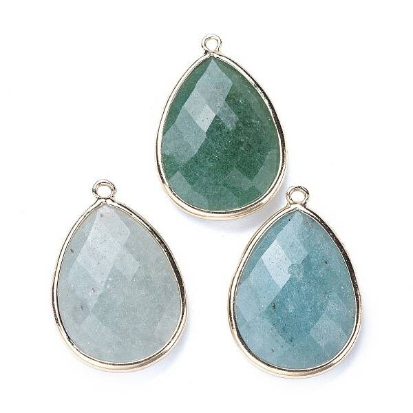 Faceted Natural Green Aventurine Pendants