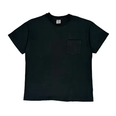 Single Stitch Hanes T-Shirt - Large Black Cotton