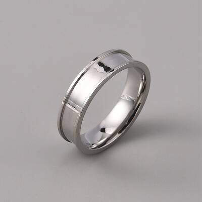 201 Stainless Steel Grooved Finger Ring Settings