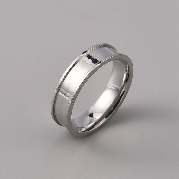 201 Stainless Steel Grooved Finger Ring Settings
