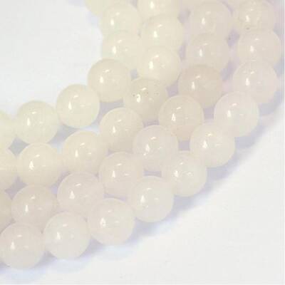Natural White Jade Round Bead Strands