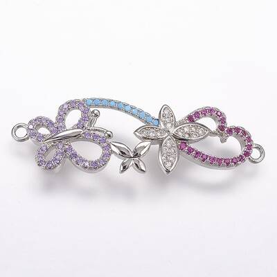 Brass Micro Pave Cubic Zirconia Links