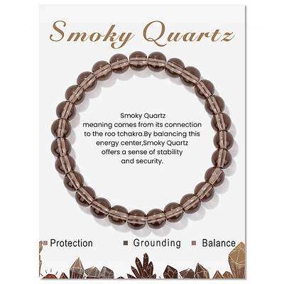 Natural Smoky Quartz Beaded Stretch Bracelets
