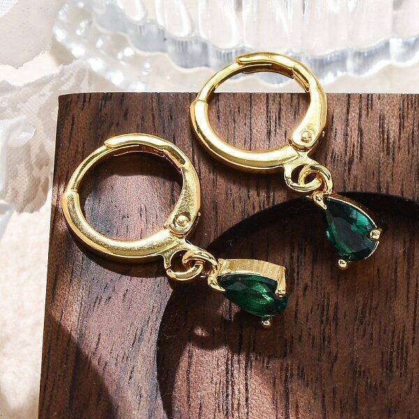 Brass Teardrop Hoop Earrings