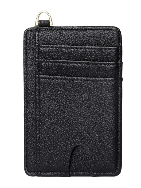 Women's Simple Plain PU Leather Card Holder, Multi Card Slot Small Wallet with RFID Blocking, Casual Trendy Wallet for Daily ...