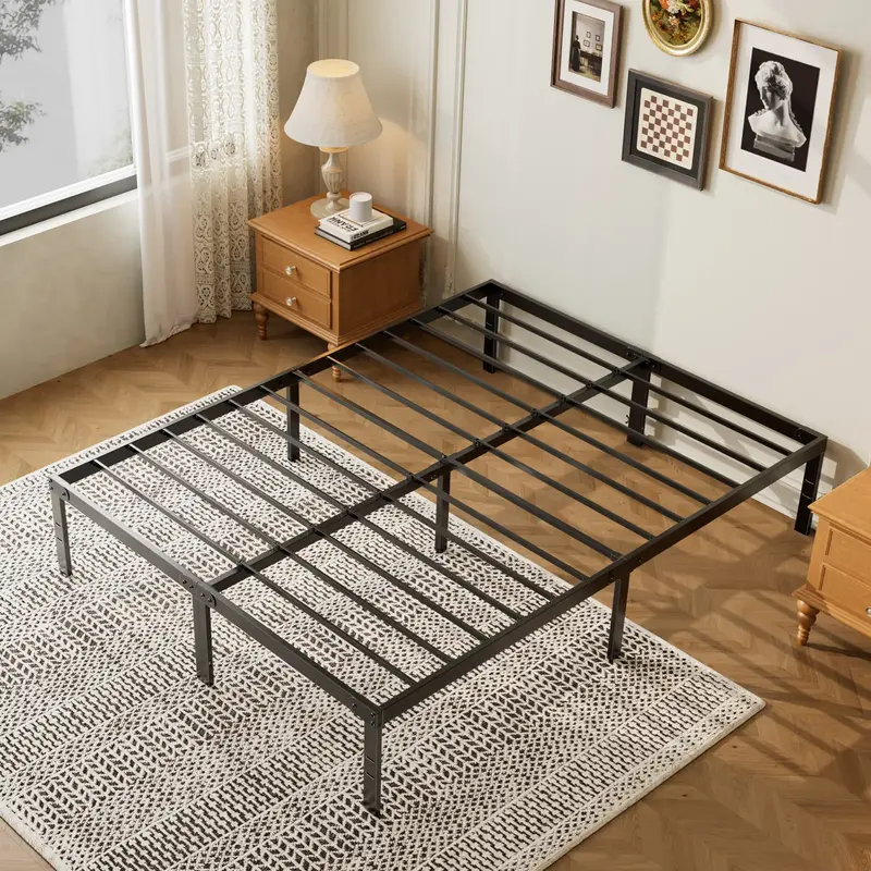 Sweet Furniture F Bed Frame, Heavy Duty Metal Platform Bed Frames with Storage Space Under Frame, 14 Inches, Sturdy Steel Sla...