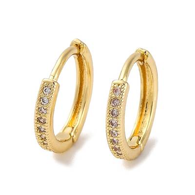Ion Plating(IP) Brass Micro Pave Clear Cubic Zirconia Hoop Earrings for Women