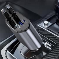 Whatook Retractable Car Charger,  2 USB Ports Car Charger, Retractable Cable and 4 in 1 Fast Car Phone Charger 120W with Cord...