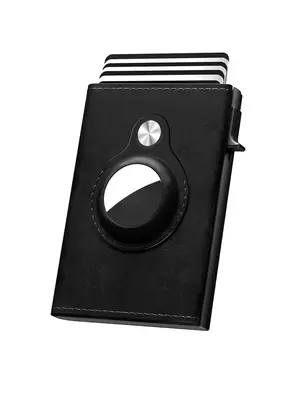 Solid Color Men's Automatic Pop-up Card Wallet, Plaid Pattern Card Holder for Men, Minimalist Style Business Card Holder Pop ...