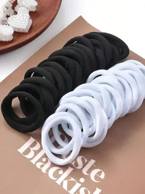 Solid Color High Stretch Hair Tie, Casual Simple Hair Accessories for Women & Girls, Minimalist Headwear Suitable for Thick ...