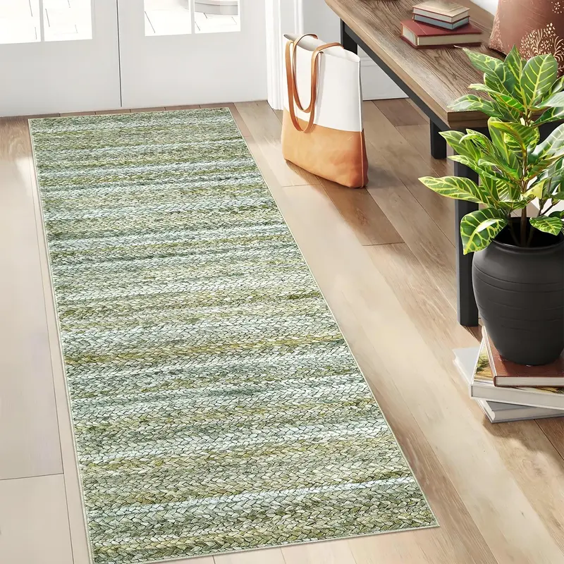 Garvee Modern Green Camel 2x6 Area Rug Washable Runner Rug, Non Slip Kitchen Runner Rug Low Pile Bath Rug Green Rug Non Shedd...