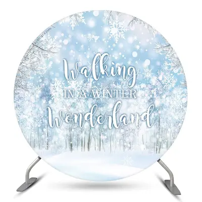 Aperturee Walking In A Winter Wonderland Snow Circle Backdrop | Round Backdrop Cover Diy | Birthday Backdrop Ideas | Circle B...