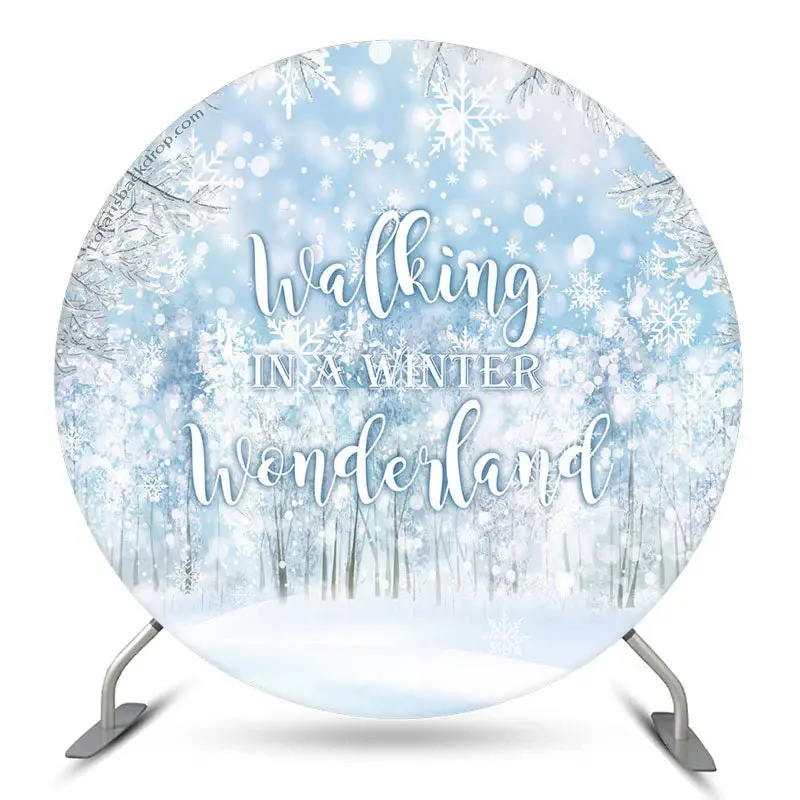 Aperturee Walking In A Winter Wonderland Snow Circle Backdrop | Round Backdrop Cover Diy | Birthday Backdrop Ideas | Circle B...