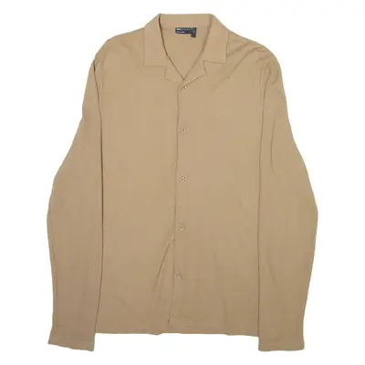 ASOS Mens Plain Shirt Brown Long Sleeve M