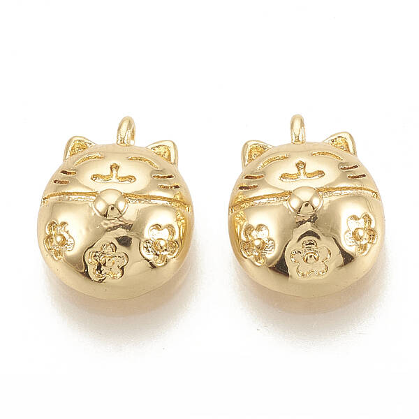 Brass Lucky Kitten Pendant Enamel Settings