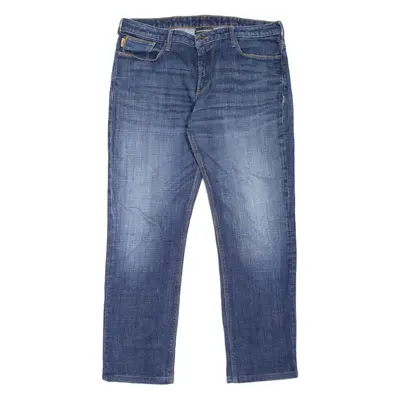 EMPORIO ARMANI Mens Jeans Blue Regular Tapered Stone Wash W33 L28