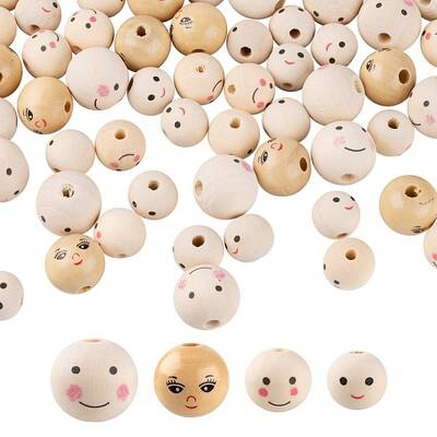 80Pcs 4 Style Natural Wood European Beads