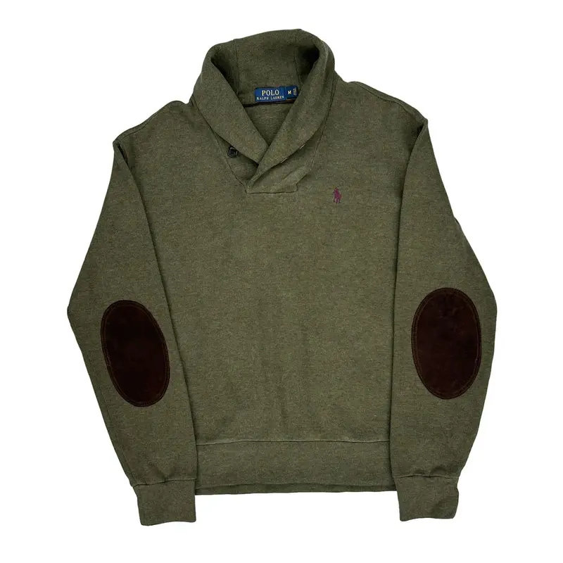 Elbow Patches Ralph Lauren Sweatshirt - Medium Green Cotton Blend