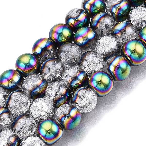 Electroplated Crackle Glass Beads Strands