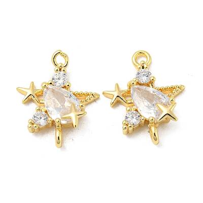 Brass Pave Clear Cubic Zirconia Connector Charms
