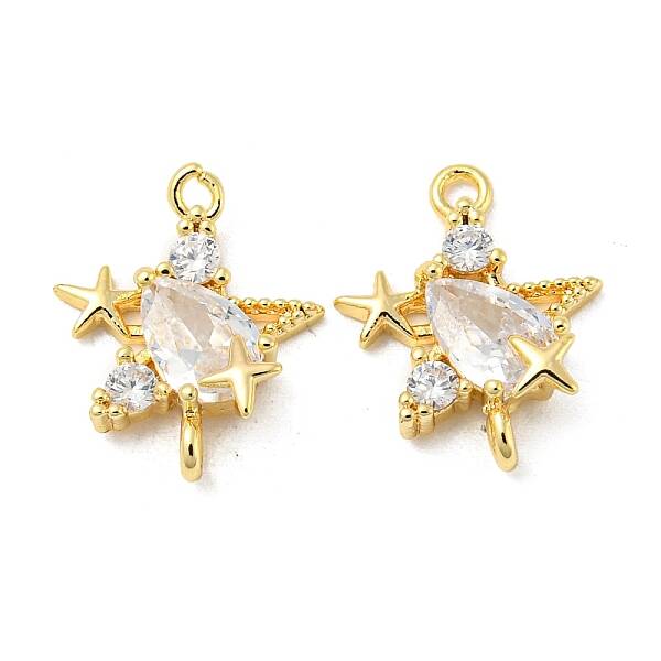 Brass Pave Clear Cubic Zirconia Connector Charms