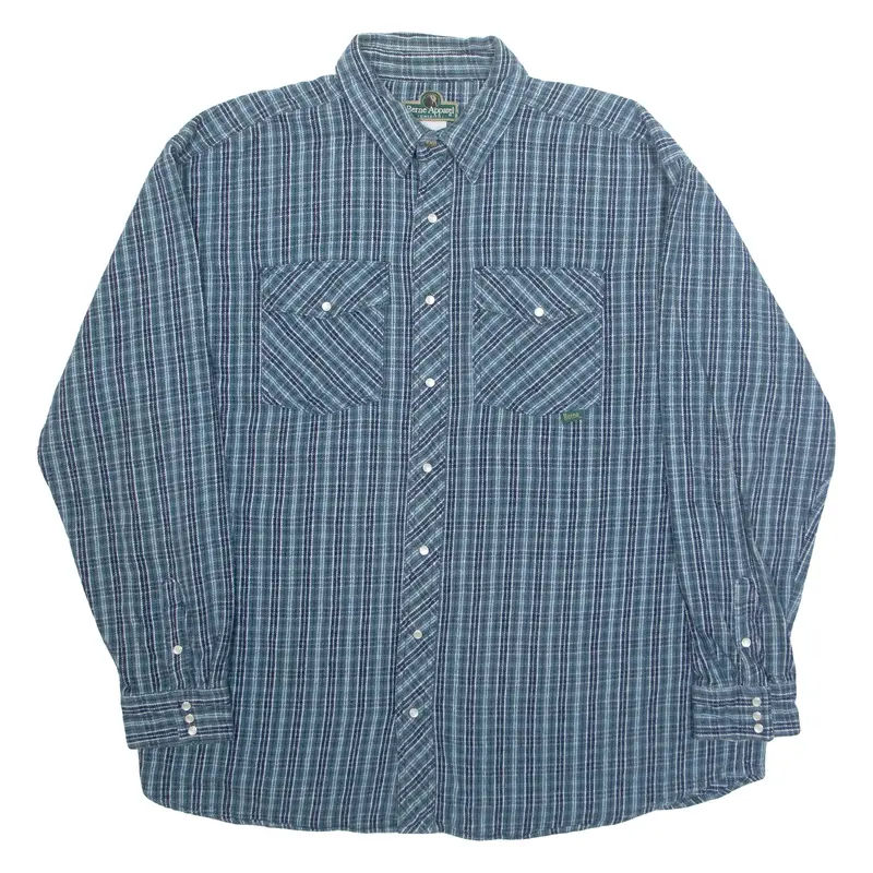 BERNE APPAREL Mens Flannel Shirt Blue Plaid Long Sleeve 2XL