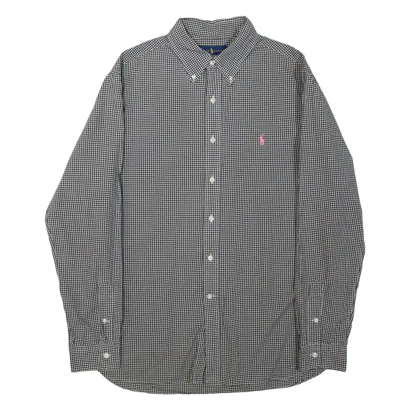 RALPH LAUREN Mens Shirt Black Gingham Long Sleeve XL