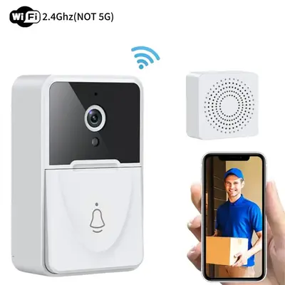 Wireless Video Doorbell with Chime Ringer, USB Rechargeable 2.4G WiFi Video Doorbell Camera, Smart AI Human Detection & Night...
