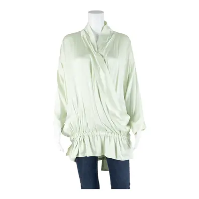 BELIZE Womens Top Green V-Neck 3/4 Sleeve Silk L