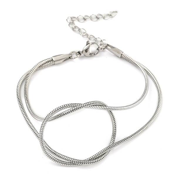 Non-Tarnish 304 Stainless Steel 2-Strand Round Snake Chain Bracelets