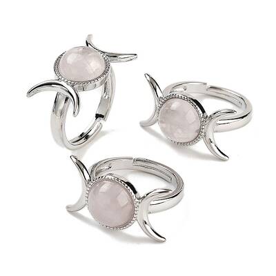 Natural Rose Quartz Adjustable Rings