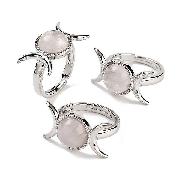 Natural Rose Quartz Adjustable Rings