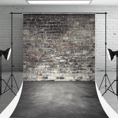 Grey Brick Wall Abstract Ground Photo Sweep Backdrop - Aperturee
