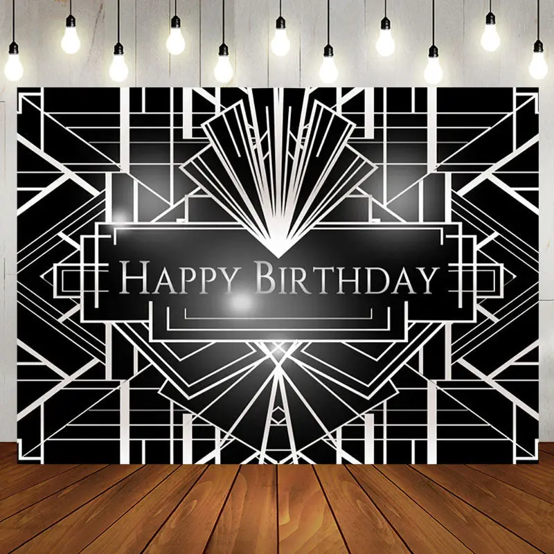 Great Gatsby Sliver Geometric Birthday Backdrop - Aperturee