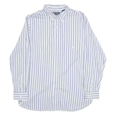 CHAPS Mens Shirt Blue 90s Striped Long Sleeve M