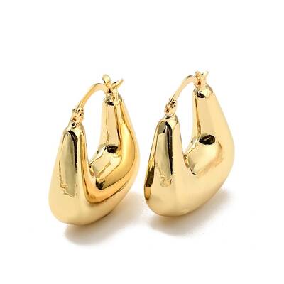 Rack Plating Brass Chunky Trapezoid Hoop Earrings for Women