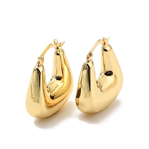 Rack Plating Brass Chunky Trapezoid Hoop Earrings for Women