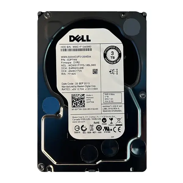 DPTW9 Dell 3TB 6Gb/s SAS 7200 3.5-Inch Hard Drive
