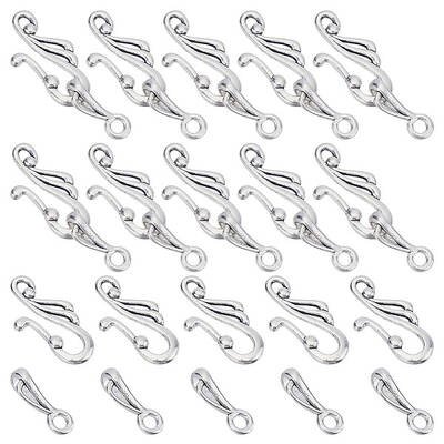 70Pcs Tibetan Style Alloy Hook and Eye Clasps