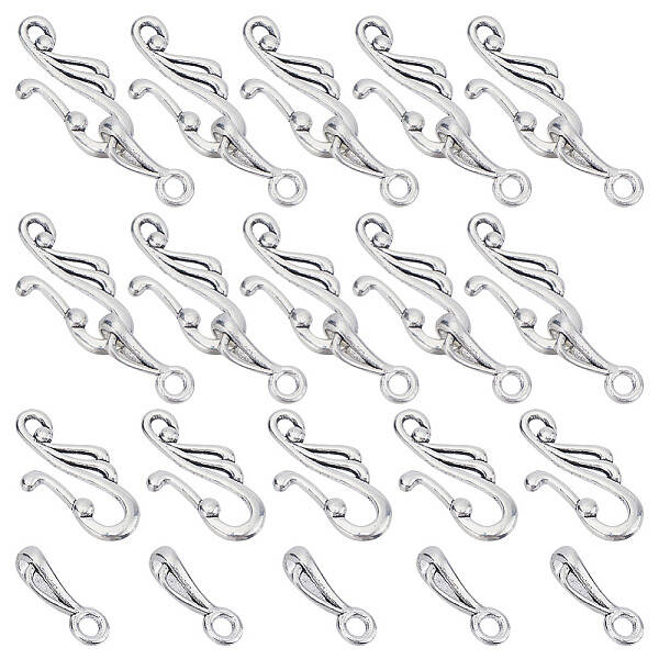 70Pcs Tibetan Style Alloy Hook and Eye Clasps
