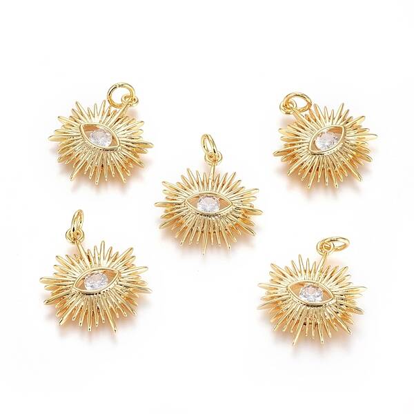 Brass Micro Pave Cubic Zirconia Pendants