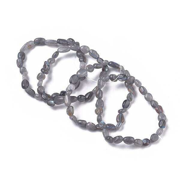 Natural Labradorite Bead Stretch Bracelets