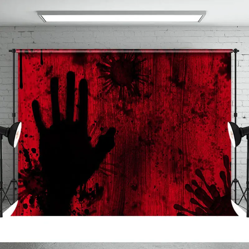 Red and Black Scary Handprint Halloween Backdrop - Aperturee