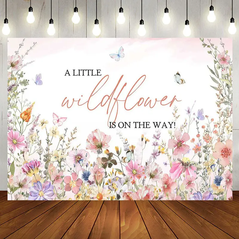 A Little Wildflower Butterfly Baby Shower Backdrop - Aperturee