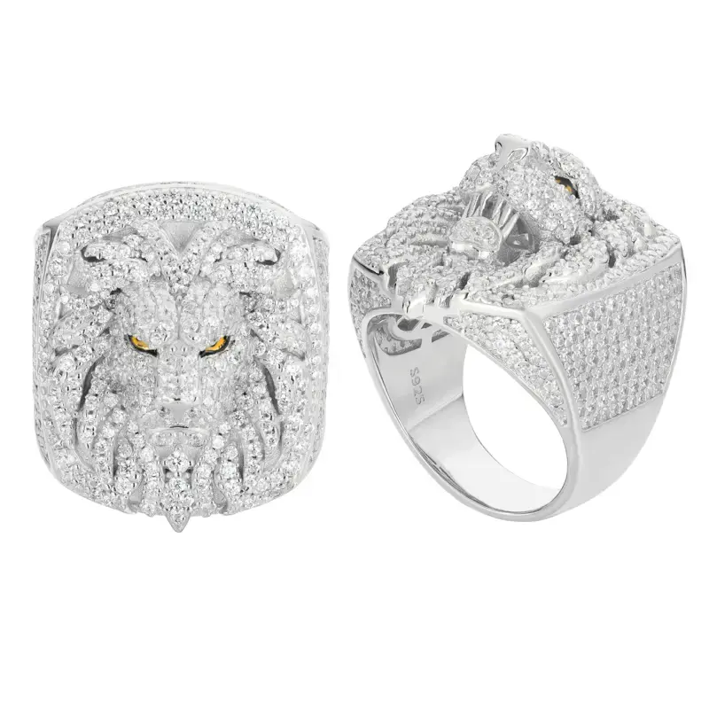 【#R398 】UCCIYO S925 Sterling Silver Synthetic Moissanite Ring for Women Men Hip Hop Jewelry Gift