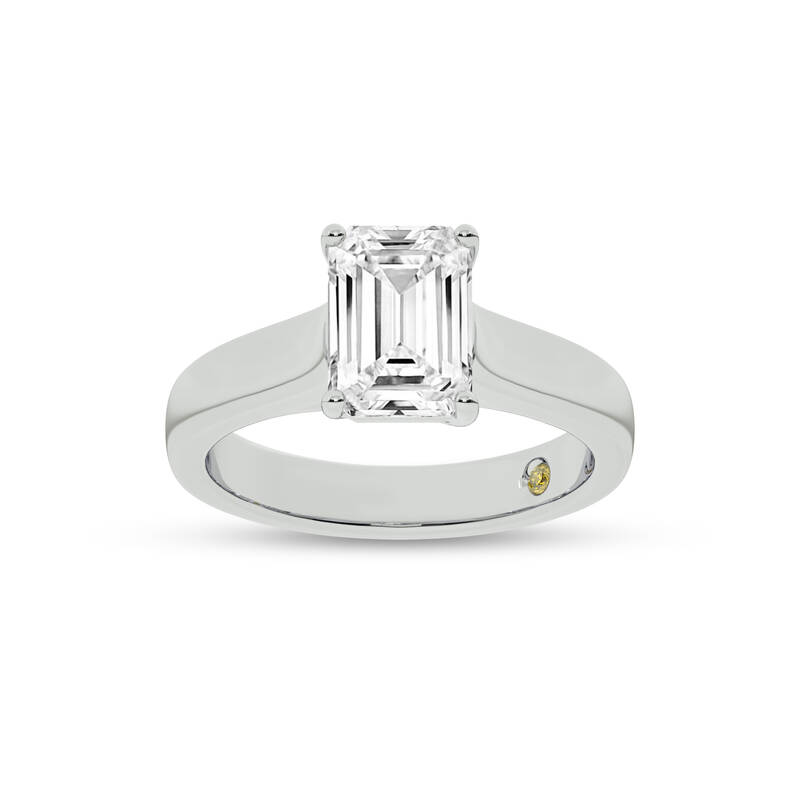 Bold Cross Prong Emerald Cut Lab Grown Diamond Solitaire Ring | 14K White Gold 3 1/2 CT. TW.