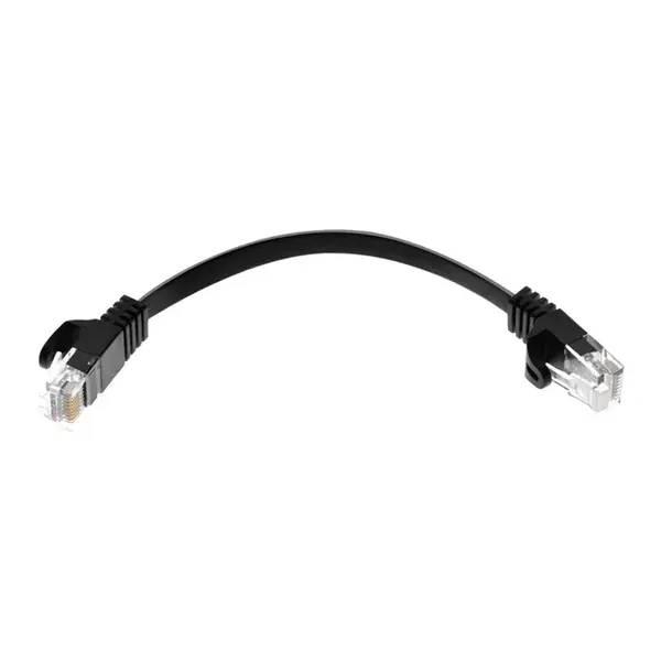 40879 Monoprice Cat6 Ethernet Patch Cable FLEXboot Flat Snagless RJ45 550MHz UTP Pure Bare Copper 30AWG 0.5ft Black