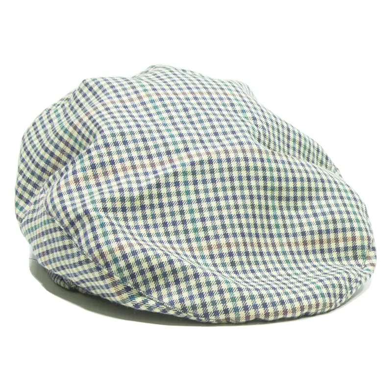 MAYSER Mens Flat Cap Blue Wool Houndstooth M