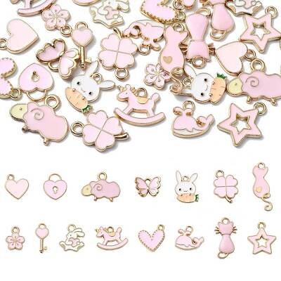 30Pcs 15 Styles Alloy Enamel Pendants